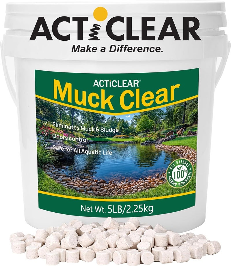 ACTICLEAR Muck Clear - 5LB Beneficial Bacteria for Ponds & Lake, Boost Enzymes, Sludge Odor Away, Outdoor Fish Pond Water Clarifier, Safe for Aquatic Life, Treats Up to 30,000 Sq Ft - Image 1